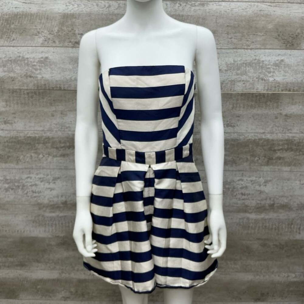 Adelyn Rae Blue and White Striped Strapless Romper Size S